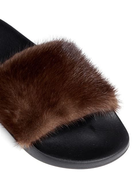 givenchy b ack fur slides women|givenchy sandals size 35.